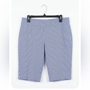 Zac & Rachel Blue White Striped Bermuda Shorts Size 16 Pull On Elastic Waist